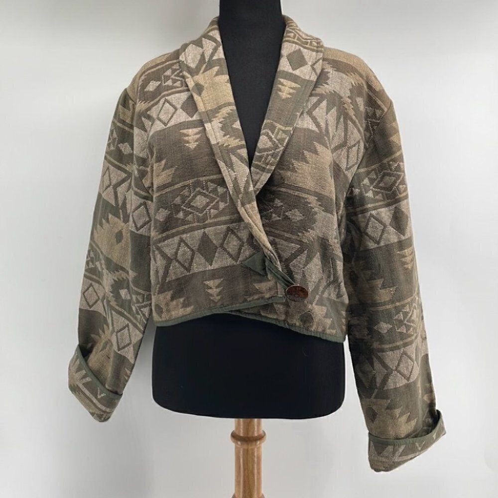 𝅺flashback vintage southwestern jacket bolero neutral button closure sz m